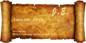 Janczer Erik névjegykártya